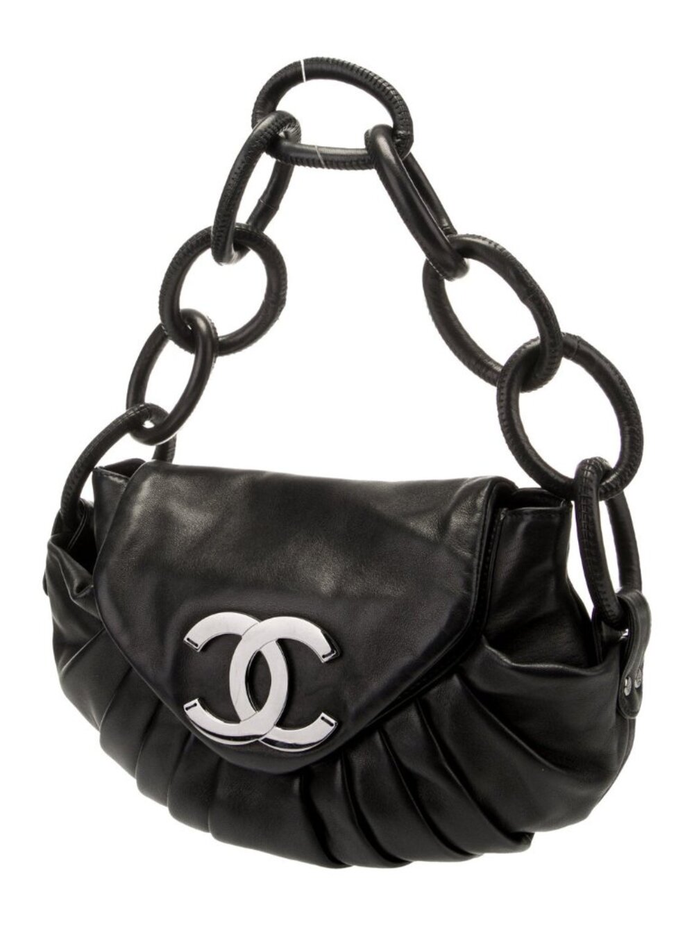 Authentic CHANEL Leather Ring Flapbag Bag